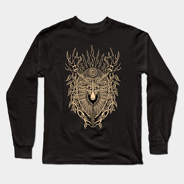 Deer spirit sepia Long Sleeve T-Shirt by Benny's Beard